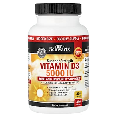 BioSchwartz, Superior Strength, Vitamin D3, 360 Softgels (125 mcg per Softgel)