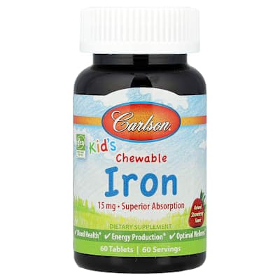 Carlson, Kid's, Chewable Iron, Natural Strawberry, 15 mg, 60 Tablets