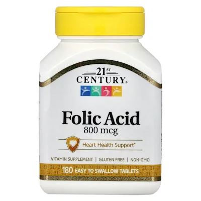 21st Century, Folic Acid, 800 mcg, 180 Easy to Swallow Tablets