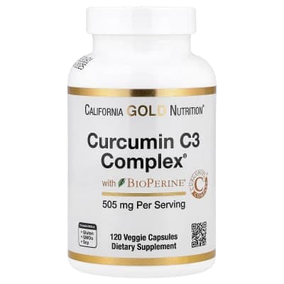 California Gold Nutrition, Curcumin C3 Complex® with BioPerine® Black Pepper Extract, Turmeric Curcumin Complex, Enhanced Bioavailablity, 120 Veggie Capsules