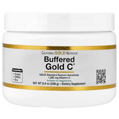 California Gold Nutrition, Buffered Gold C®, Non-Acidic Vitamin C Powder, Sodium Ascorbate, 8.4 oz (238 g)