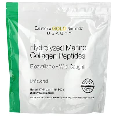 California Gold Nutrition, Hydrolyzed Marine Collagen Peptides, Unflavored, 1.1 lb (500 g)