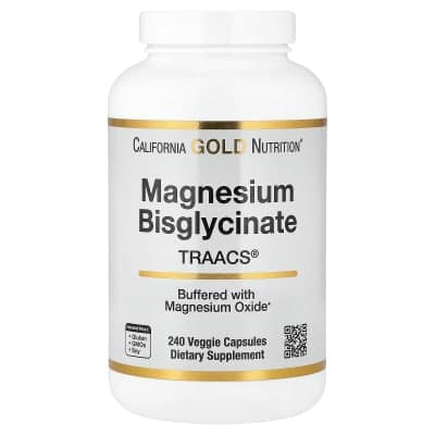 California Gold Nutrition, Magnesium Bisglycinate Chelate, Albion TRAACS®, 240 Veggie Capsules (100 mg per Capsule)