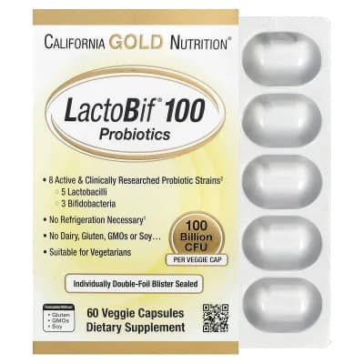 California Gold Nutrition, LactoBif® 100 Probiotics, 100 Billion CFU, 60 Veggie Capsules