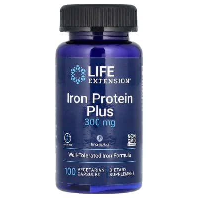 Life Extension, Iron Protein Plus, IronAid, 300 mg, 100 Vegetarian Capsules