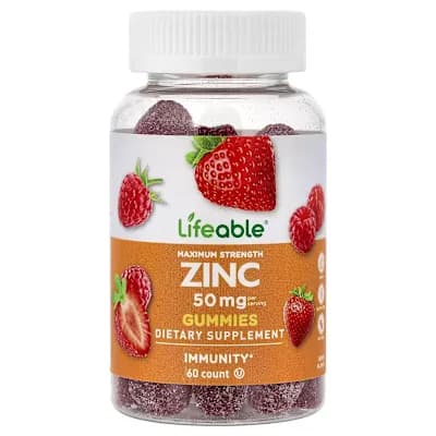 Lifeable, Zinc Gummies, Berry, 60 Gummies (25 mg per Gummy)