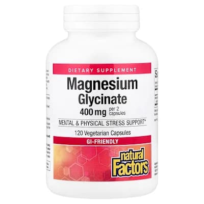 Natural Factors, Magnesium Glycinate, 200 mg, 120 Vegetarian Capsules