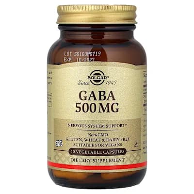 Solgar, GABA, 500 mg, 50 Vegetable Capsules