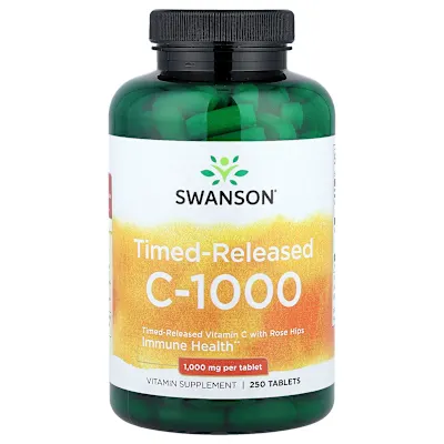 Swanson Vitamins, Vitamin C-1000 with Rose Hips, Timed-Released, 1,000 mg, 250 Tablets