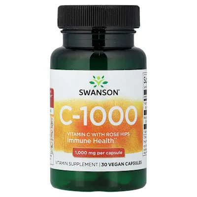 Swanson Vitamins, C-1000 with Rose Hips, 30 Vegan Capsules
