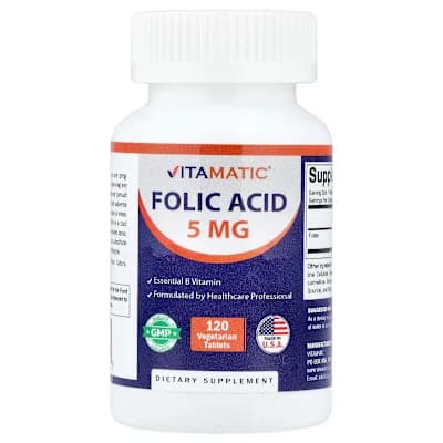 Vitamatic, Folic Acid, 120 Vegetarian Tablets (8,333 mcg per Tablet)